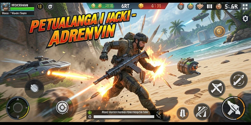 Screenshot gameplay 6RT menampilkan aksi laga yang seru.