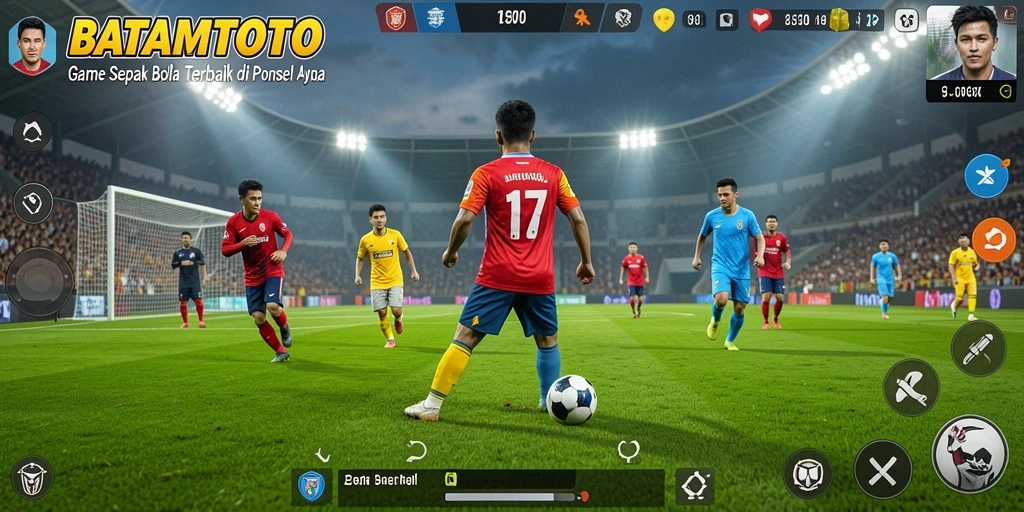 Screenshot utama menampilkan aksi seru pertandingan sepak bola di BATAMTOTO.