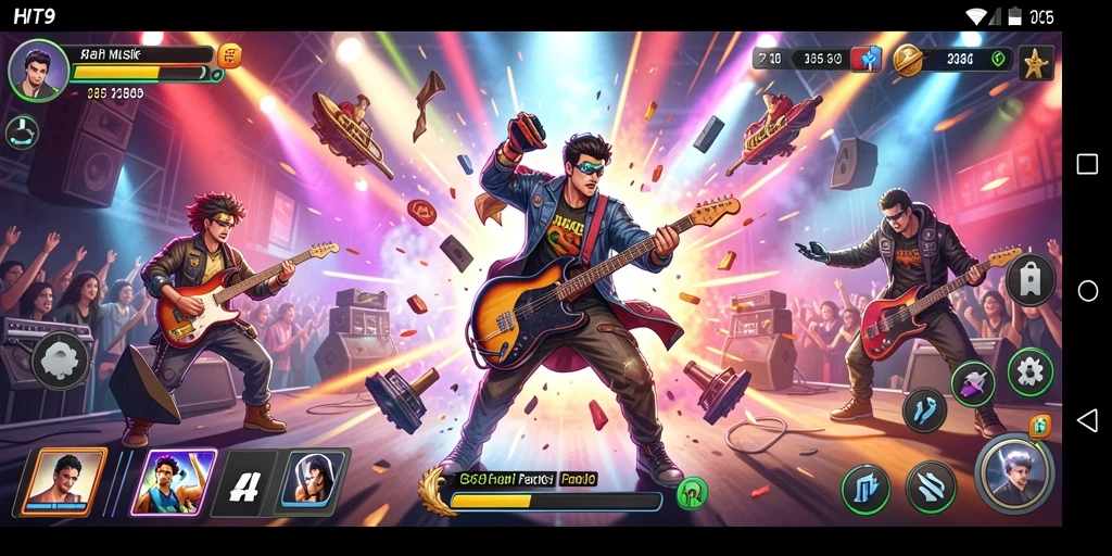 Tangkapan layar HIT9 menampilkan gameplay musik yang seru dan dinamis.