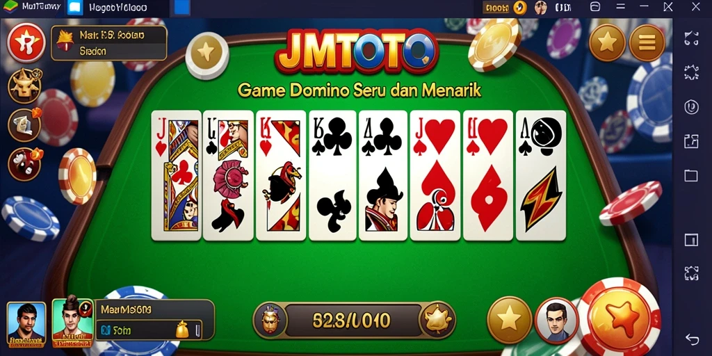 Screenshot utama JMTOTO menampilkan gameplay Domino yang menarik dan intuitif.