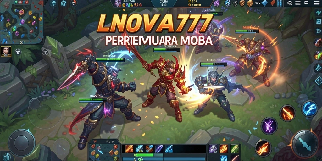 Screenshot LNOVA777 menampilkan aksi seru dalam pertempuran MOBA.