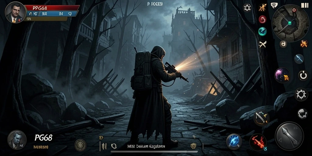 Tangkapan layar PGG68 menunjukkan suasana mencekam dan gameplay yang intens.