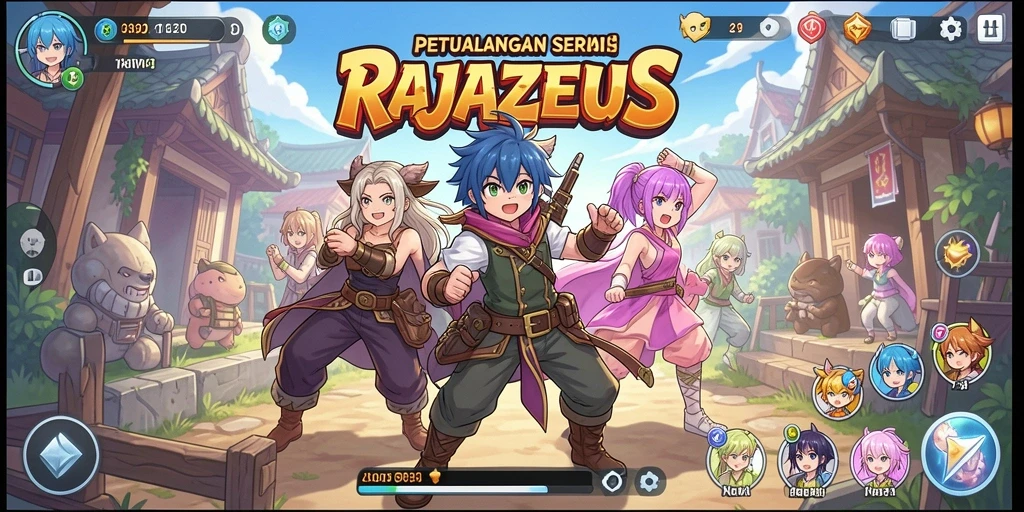 Screenshot menampilkan pertarungan epik dalam RAJAZEUS yang penuh aksi.