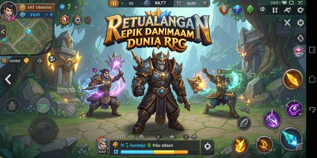 Screenshot gameplay RK77 menampilkan aksi dan strategi dalam petualangan RPG.