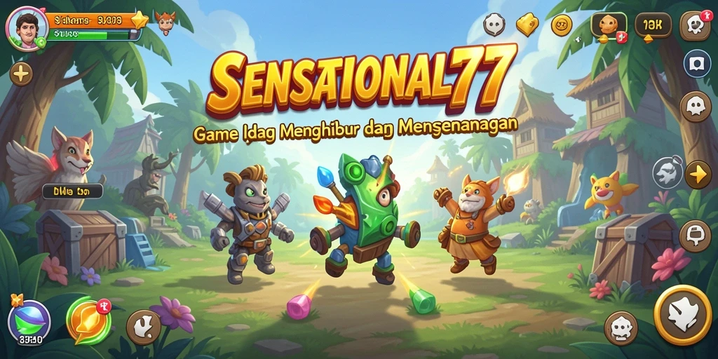 Screenshot gameplay SENSATIONAL77 menampilkan karakter yang bekerja otomatis.