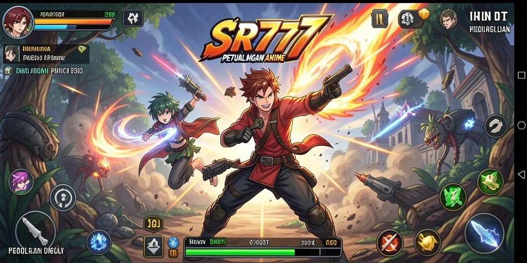 Tampilan aksi seru dalam gameplay Anime SR777.