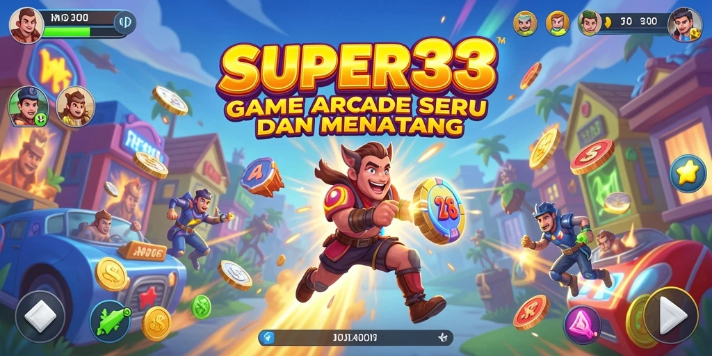 Screenshot menunjukkan gameplay SUPER33 yang seru dan penuh warna.